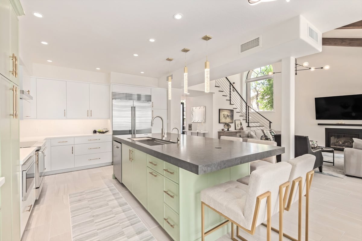 Modern custom kitchen with large island and open layout in Scottsdale by Kitchens by Good Guys.