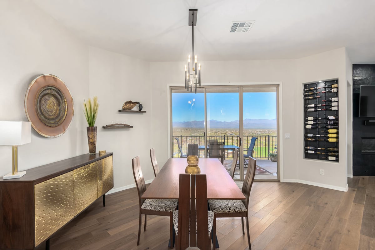 Contemporary dining room remodel with panoramic windows in a Fountain Hills home by Kitchens by Good Guys.
