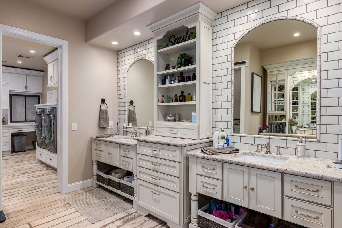 Custom bathroom remodel with built-in vanity by Kitchens by Good Guys in Phoenix, AZ