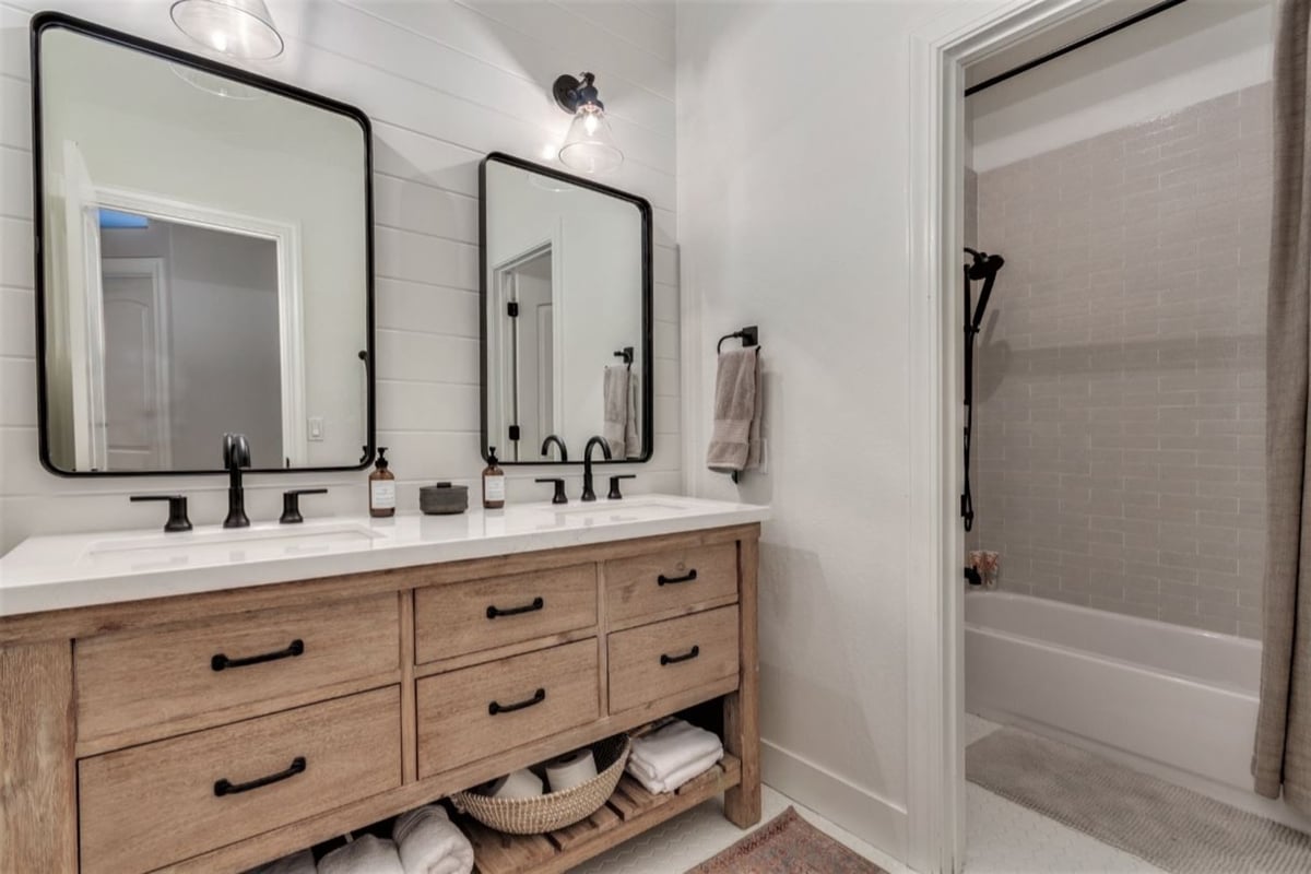 Natural wood and white bathroom design by Kitchens by Good Guys in Scottsdale, AZ