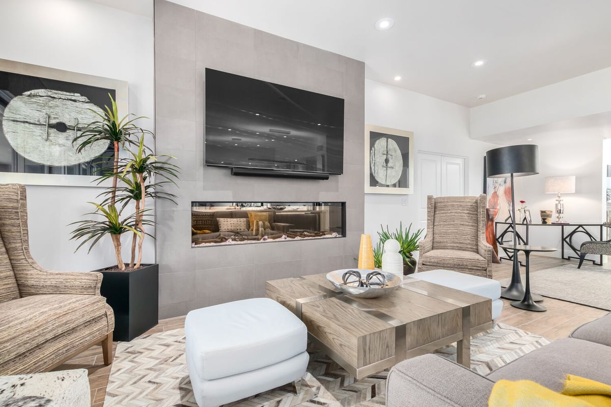 Living room remodel with fireplace and modern décor by Kitchens by Good Guys in Arizona